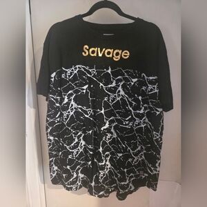 Savage PHAT FARM Black Marble Graphic Tee with Gold Logo
